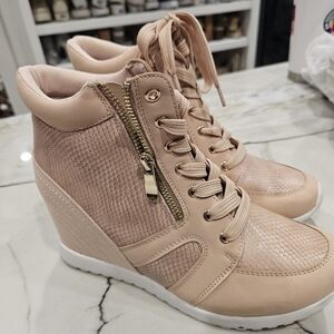 JustFab Blush Wedge Sneakers